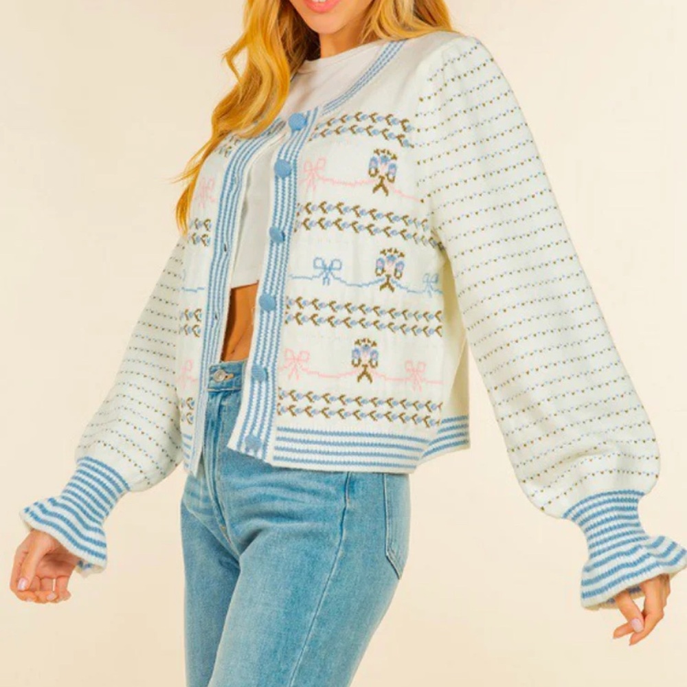 LoveShackFancy Madison Bow Cardigan, Size M